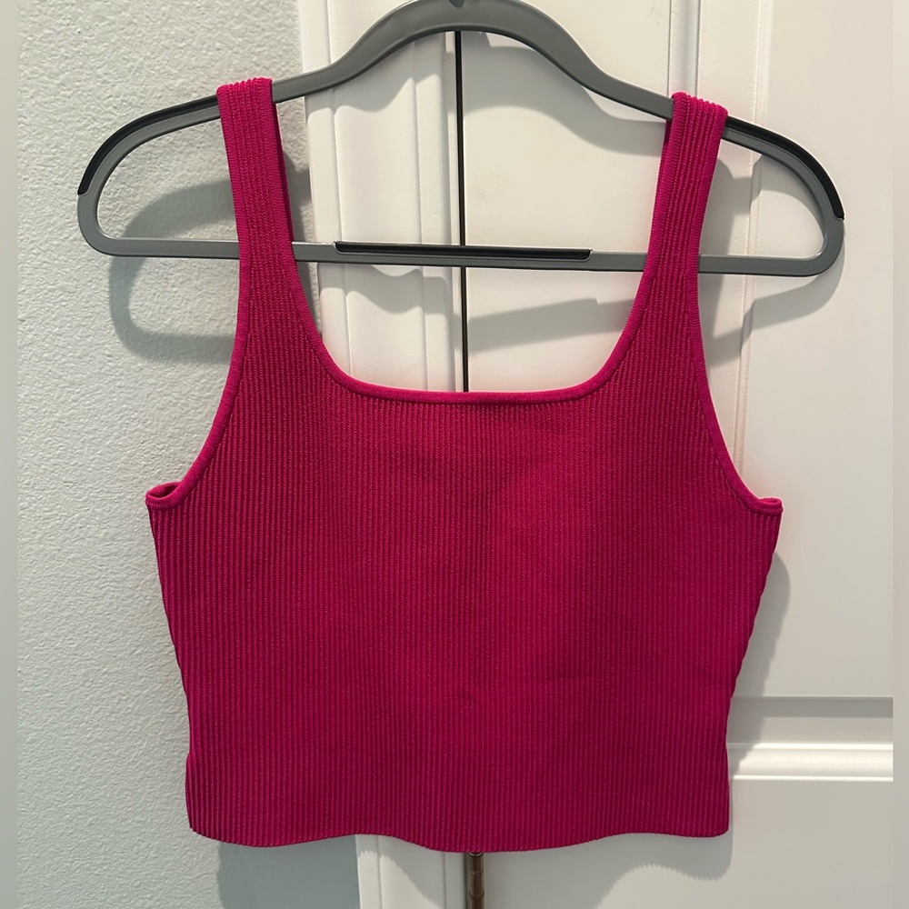Babaton Pink Sculpt Knit Squareneck Tank